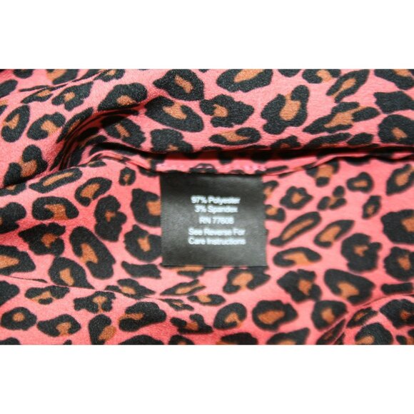 J Peterman Leopard Print Blouse Women 18 Pink Long Sleeve Dressy Top Office Chic - Picture 6 of 10